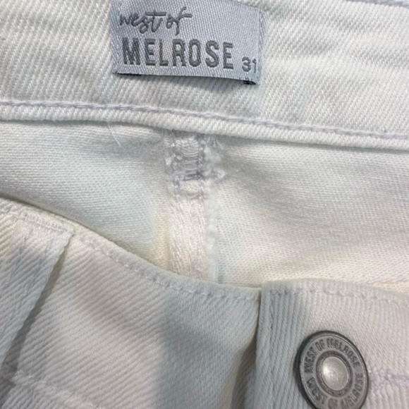 West of Melrose High Rise Patchwork Flare Jeans in Off White Ivory - Picture 7 of 16